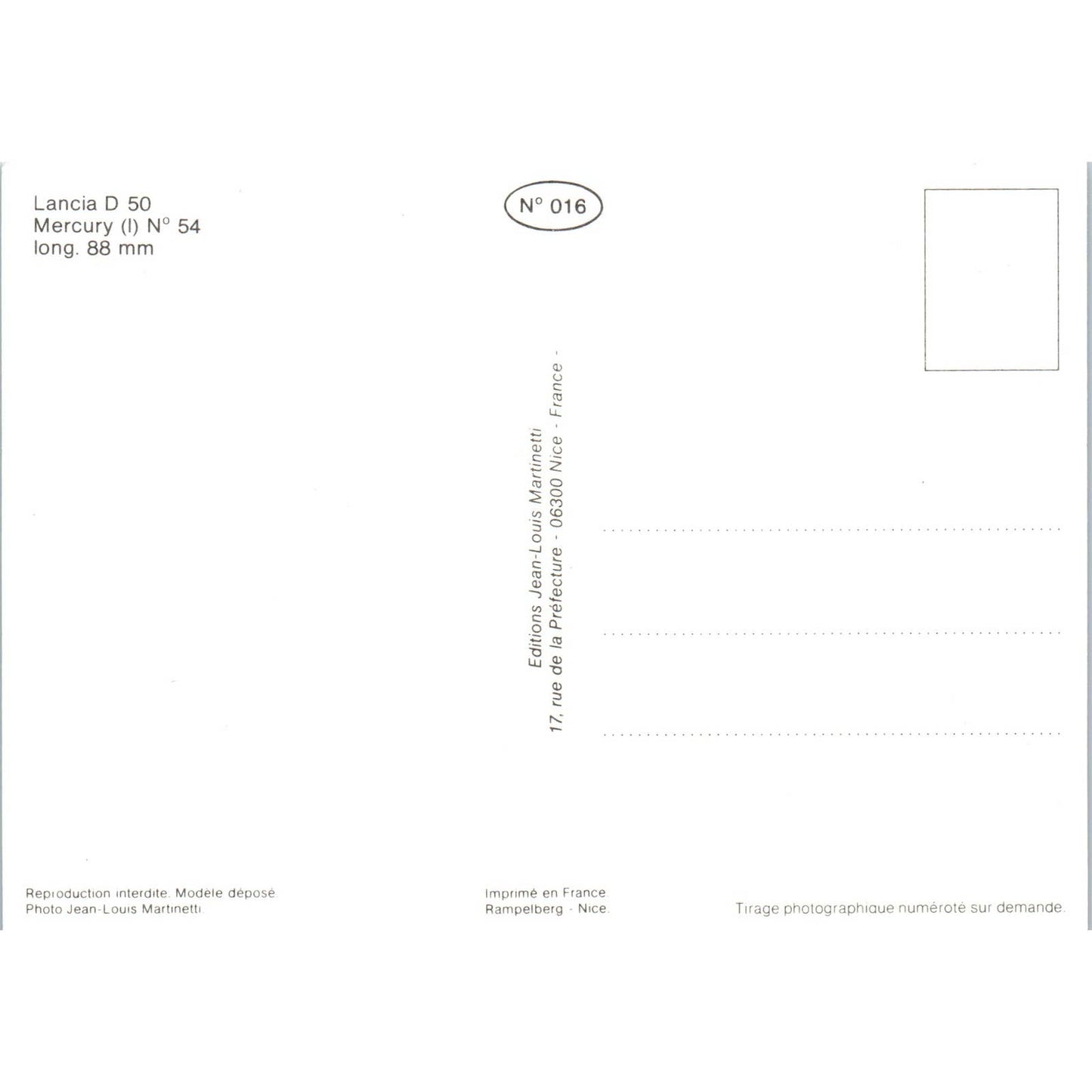 Lancia D 50 Mercury N 64 French Toy Race Car Original Postcard TK1-P18