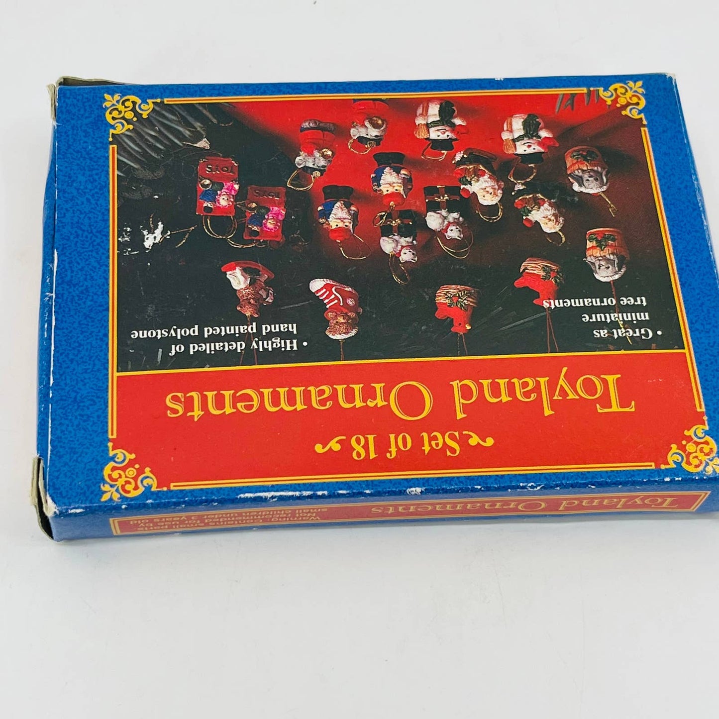Toyland Christmas Ornaments Set Of 18 Hand Painted Mini 1" Ornaments in Box TD2