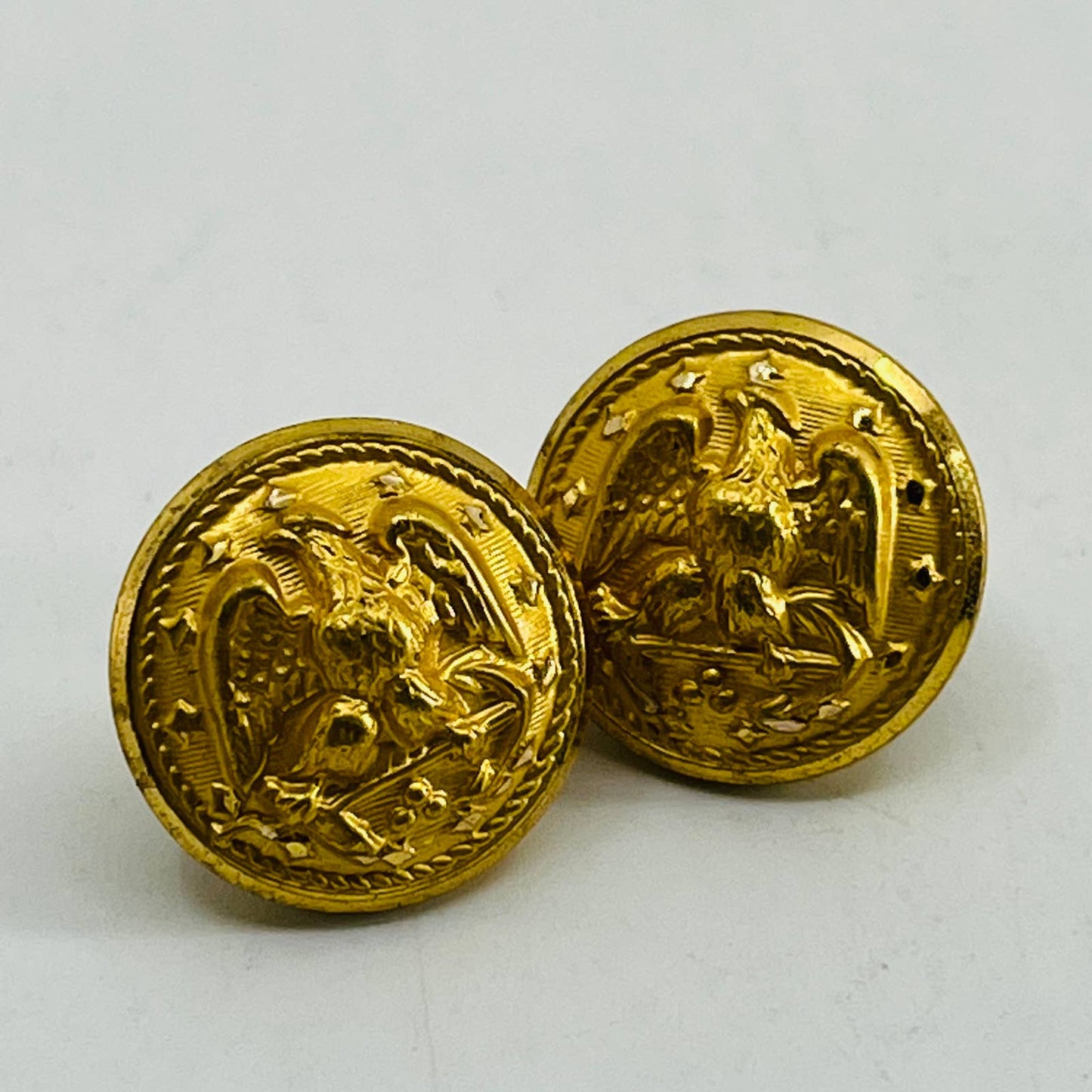 Early Union US Navy Military Eagle Brass Uniform Linked Button LOT OF 2 SB5-12