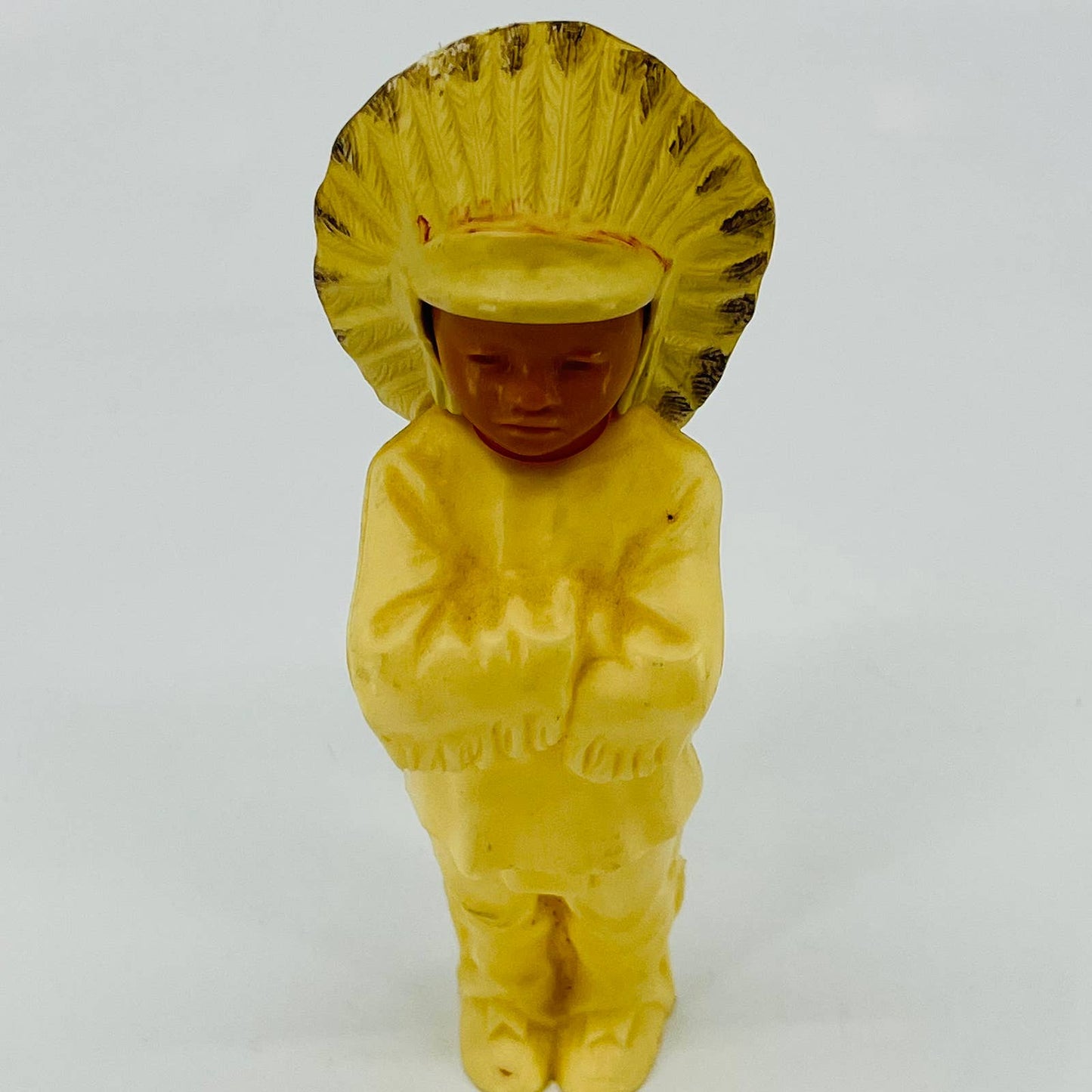 Vintage 1950s Native American Indian Chief Man Warrior Celluloid Doll 6” TB5