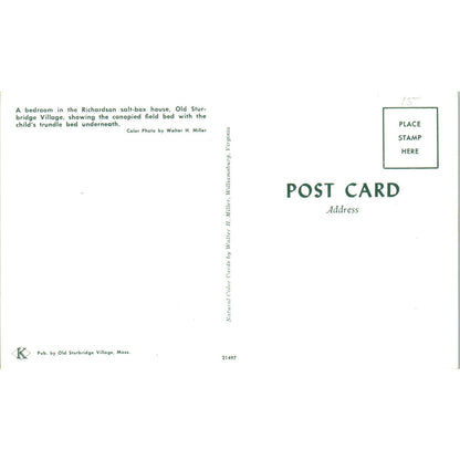 Bedroom in Richardson Salt-Box House Old Sturbridge Village Postcard PB6