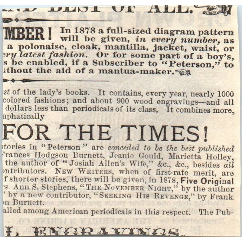 1878 Peterson's Magazine Ad - Crown Plaiter American Machine Co Philadelphia SF2