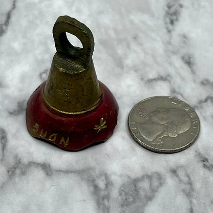 Vintage Etched Brass Bell of Sarna Natale Buon 2" India SA2