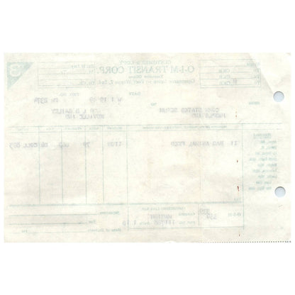 1949 O-I-M Transit Corp Transport Bill to Dr. L.B. Bailey Kendallville IN AD8-2