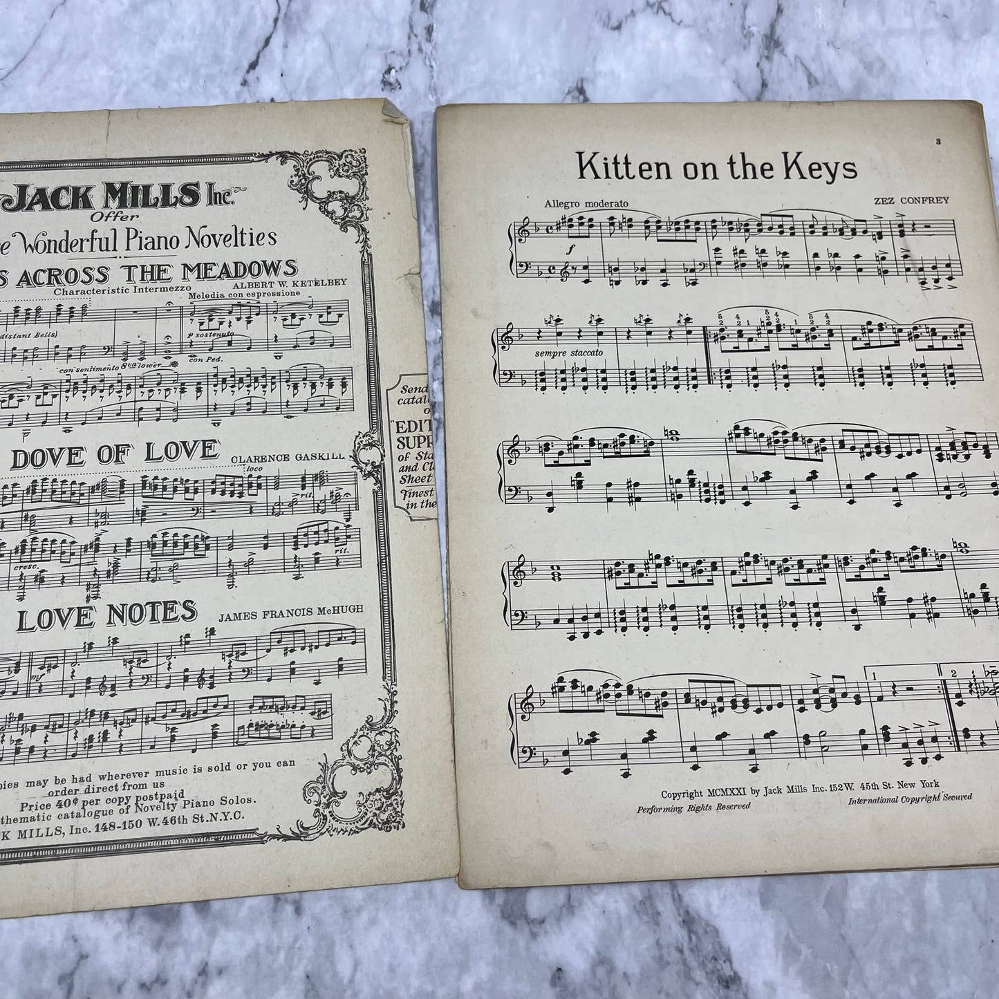 Vintage Sheet Music Kitten on the Keys Zez Confrey's Novelty Piano Solos TI1