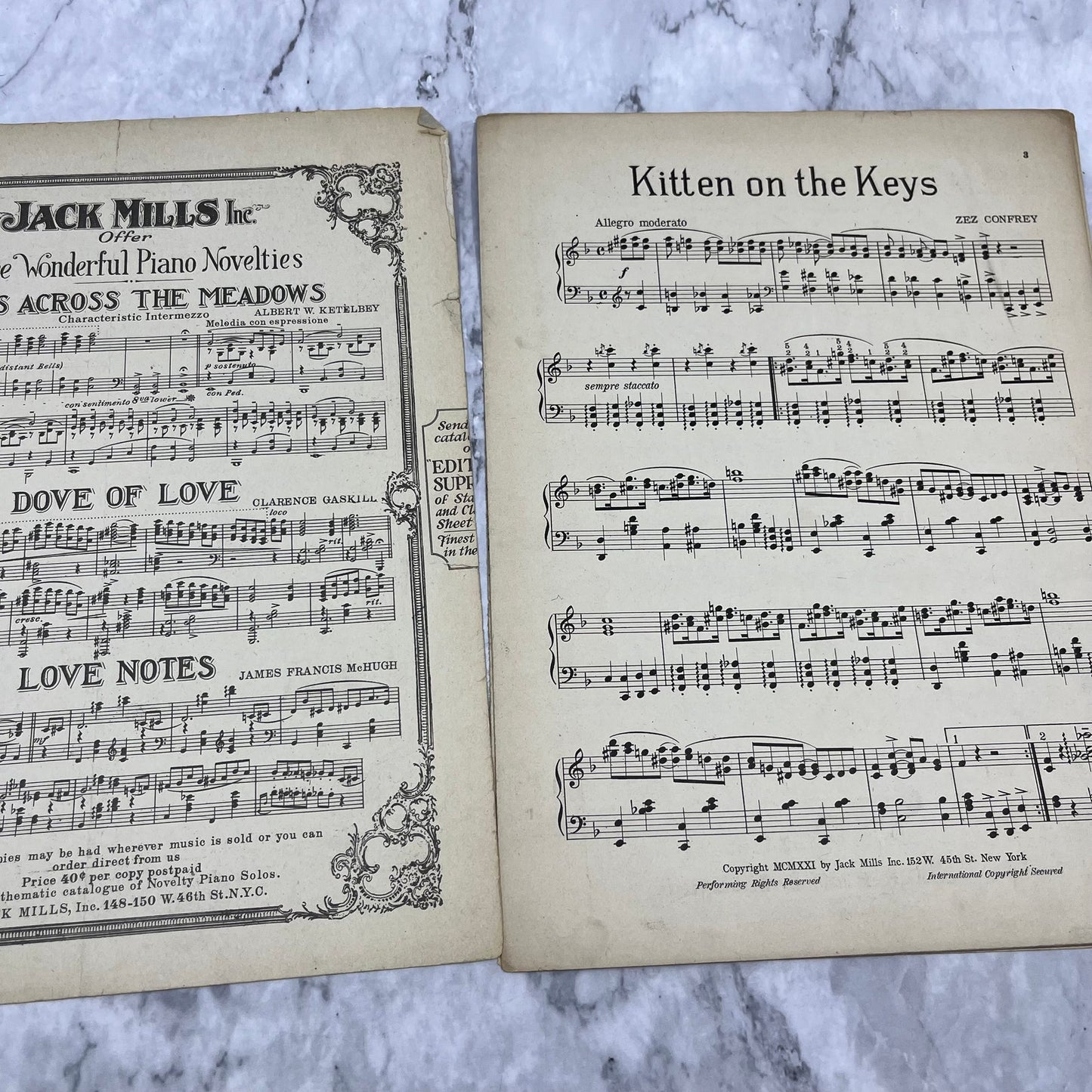 Vintage Sheet Music Kitten on the Keys Zez Confrey's Novelty Piano Solos V39-4