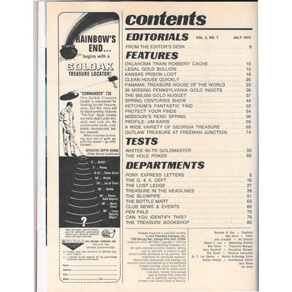 Treasure Magazine - Treasure Hunting Mines Buried Metal Detecting July 1974 MB4