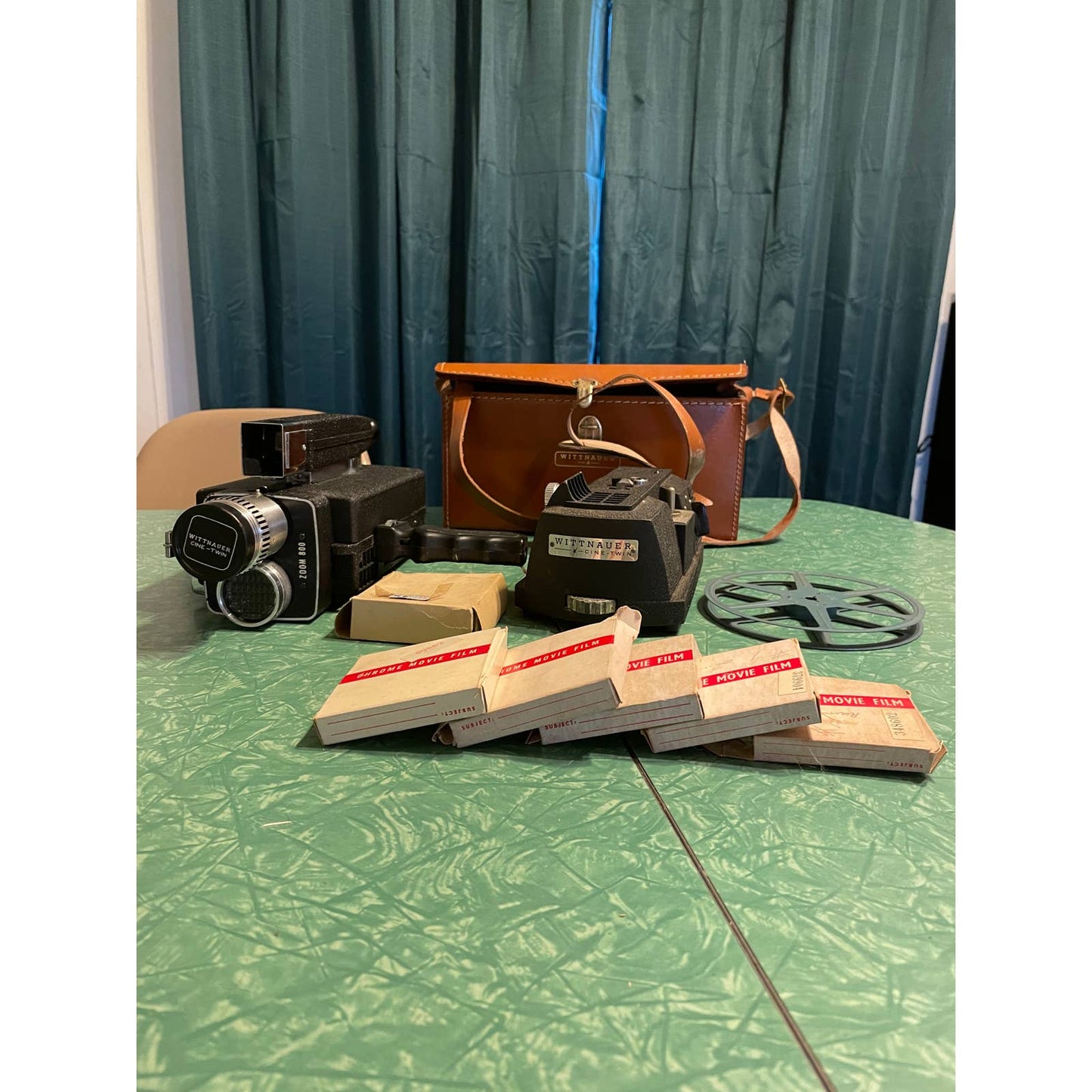 Vintage 1950s Wittnauer Zoom Cine-Twin Film Projector and Camera with Film