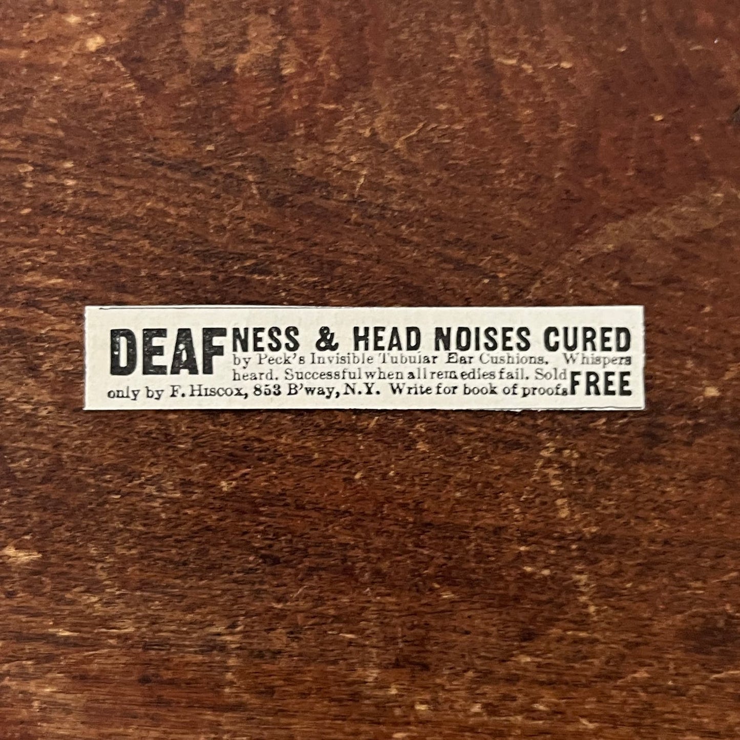 Peck's Invisible Tubular Ear Cushions Quackery Original Advertisement AD8-P28