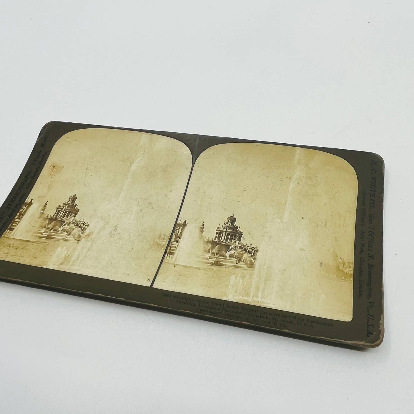 1904 Stereoview Card Fountains in Grand Basin St Louis Worlds Fair Exposition