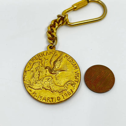 1983 Catholic Pope John Paul II 70th Annes Keychain Medal Italy SC3