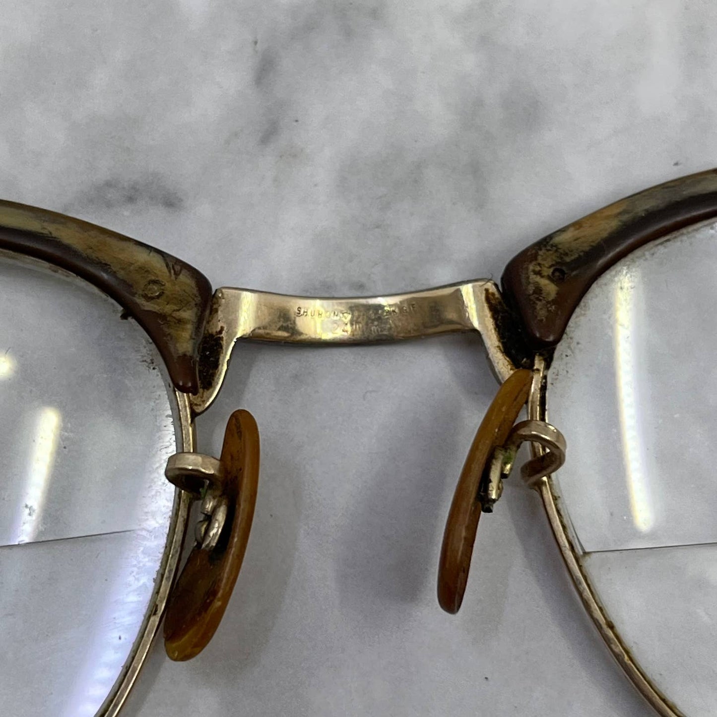 1950s Shuron Ronsir Brown 12k Gold Filled Eyeglasses TE3