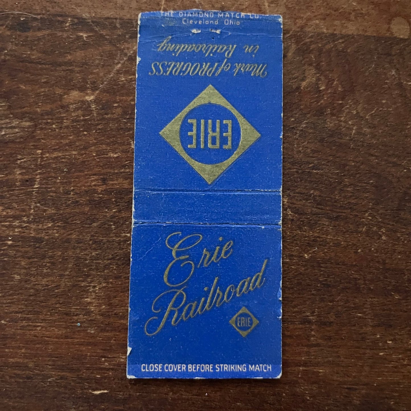 Erie Railroad - Dark Blue Advertising Matchbook Cover SA9-M13