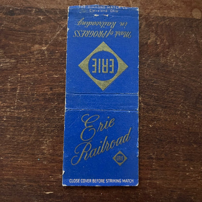 Erie Railroad - Dark Blue Advertising Matchbook Cover SA9-M13