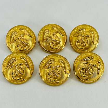 Anodized Gold Marine Uniform Large Button Waterbury Button Co LOT OF 6 SB5-1