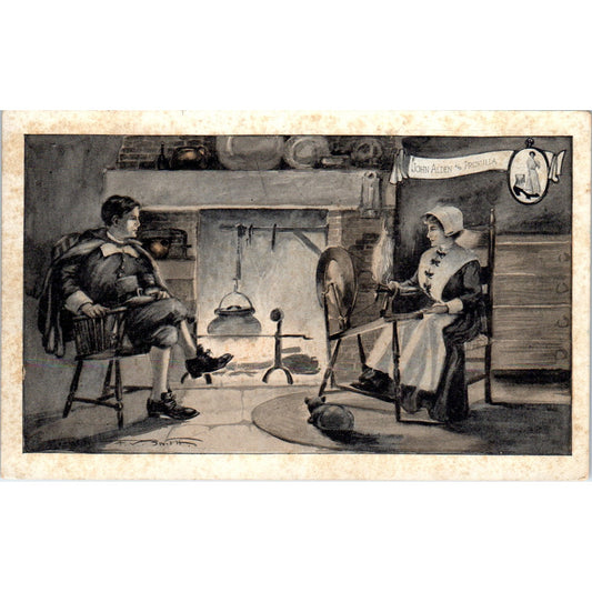 Walk-Over Shoes John Alden & Priscilla Pilgrims 1910 Advertising Postcard P1-14