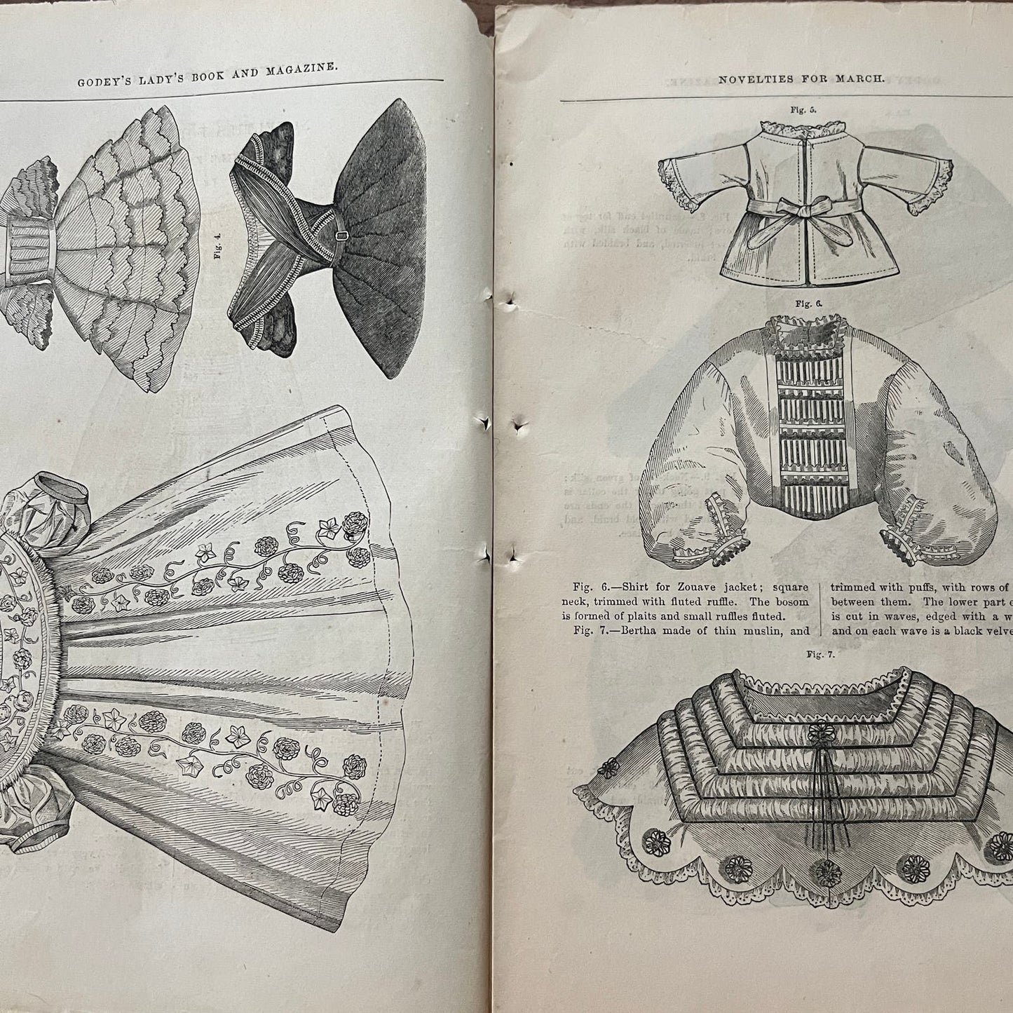 1861 Juvenile Fashions for March Engravings ~12 Pages Godey's Lady's Book D4-7