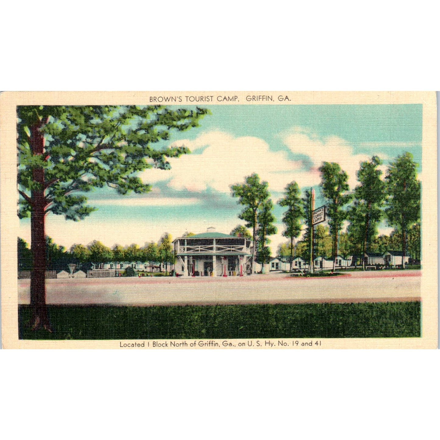 Brown's Tourist Camp Griffin GA Original Postcard TK1-21