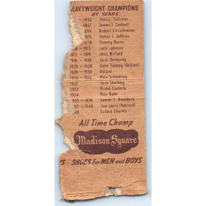 1949 Madison Square Shoes For Men Boxing Champs Advertising Matchbook MM9-4