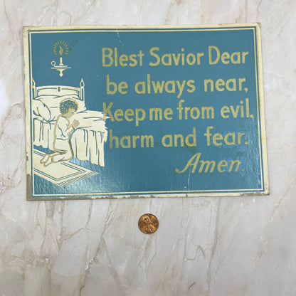 1940s Bedtime Prayer Wall Hanging  "Blest Savior Dear” Cardboard 6.5x9” TJ1