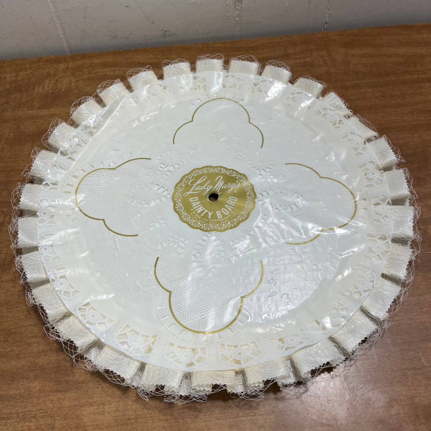 Vintage Lady Mary’s Dainty Board Lace Wedding Cake Plate Stand 13” NOS TA7