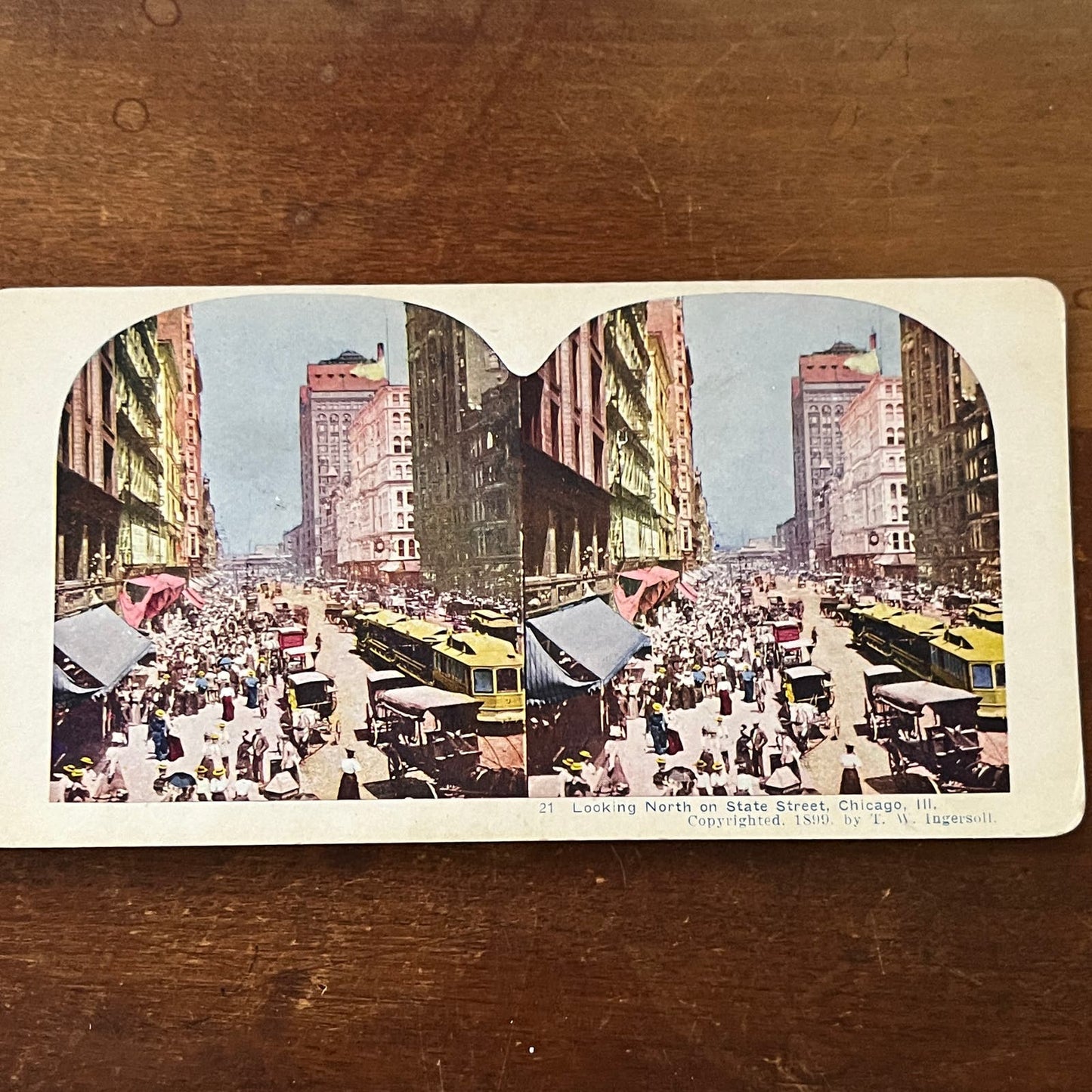 Looking North on State Street Chicago IL 1899 Antique Stereoview Card TJ9-V2