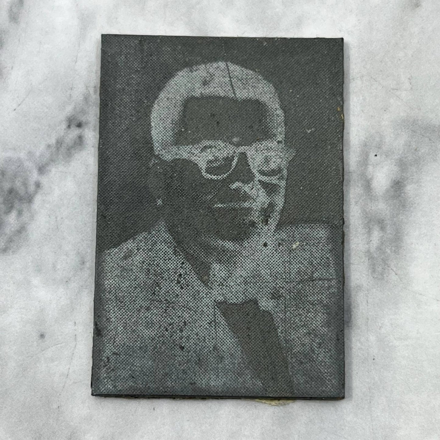 Vintage Letterpress Printers Block Plate Man With Glasses Portrait Photo TJ51