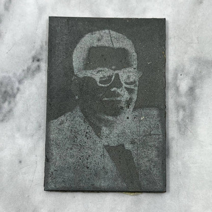 Vintage Letterpress Printers Block Plate Man With Glasses Portrait Photo TJ51