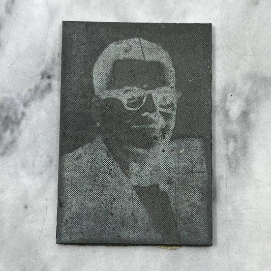 Vintage Letterpress Printers Block Plate Man With Glasses Portrait Photo TJ51