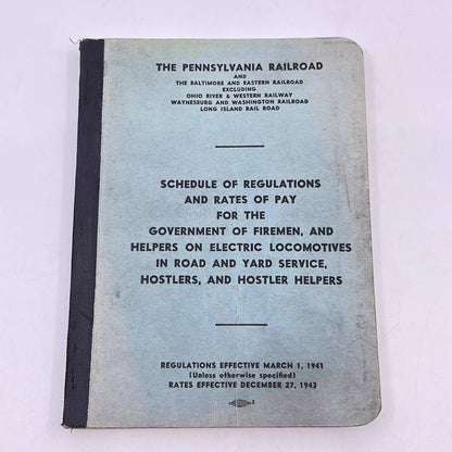 1941 The Pennsylvania Railroad RR Schedule of Regulations & Pay Rates TF9-2