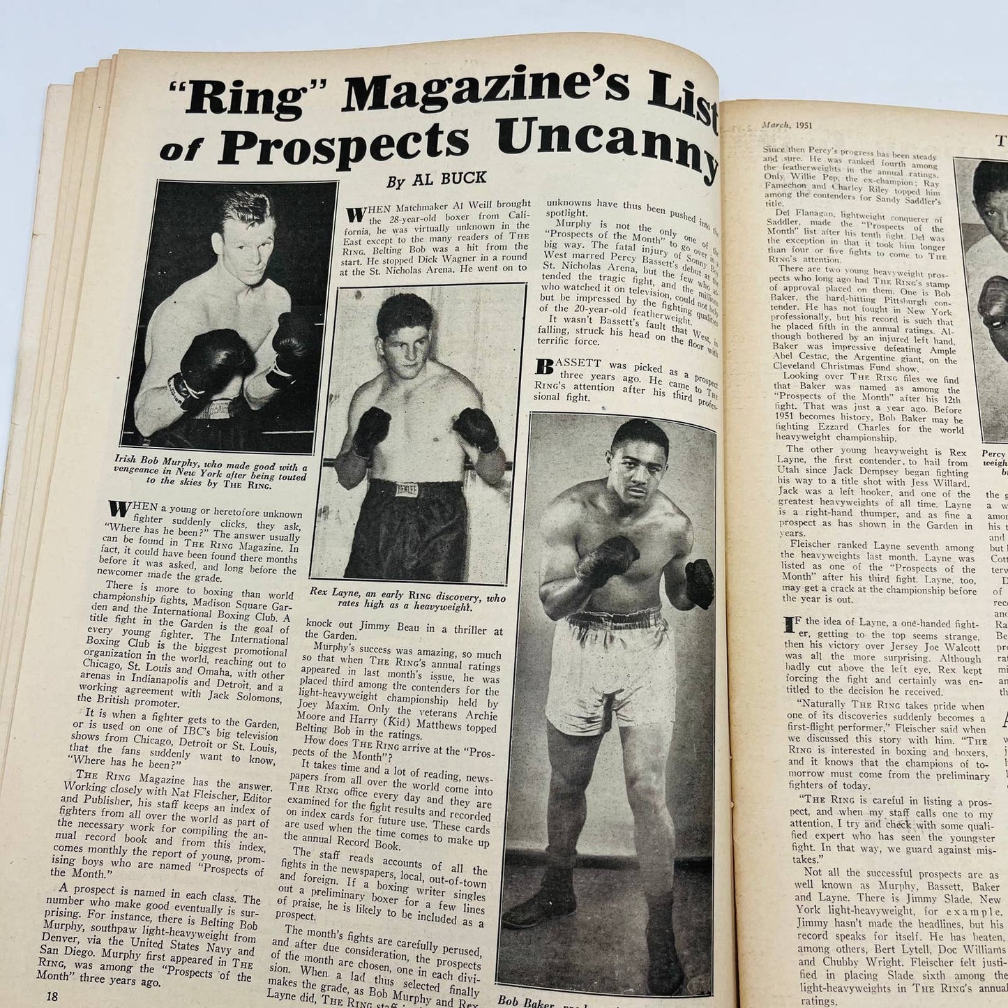 1951 Mar - The Ring Boxing Magazine – Bob Murphy Cover Ezzard Charles TA5