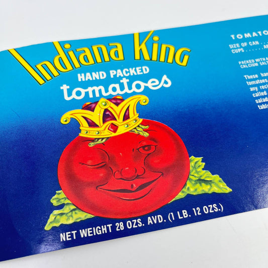 Vintage Indiana King Hand Packed Tomato Label Ray Bros Hobbs IN FL3