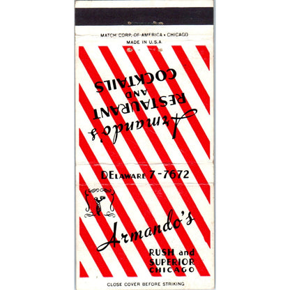 Armando's Restaurant Rush & Superior Chicago Advertising Matchbook Cover MM9-6