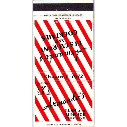 Armando's Restaurant Rush & Superior Chicago Advertising Matchbook Cover MM9-6