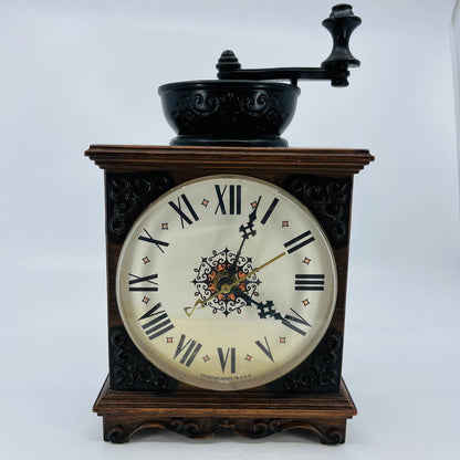 Vintage Spartus Resin Wall Clock Coffee Grinder Design WORKS 8 x 5.5” TC5