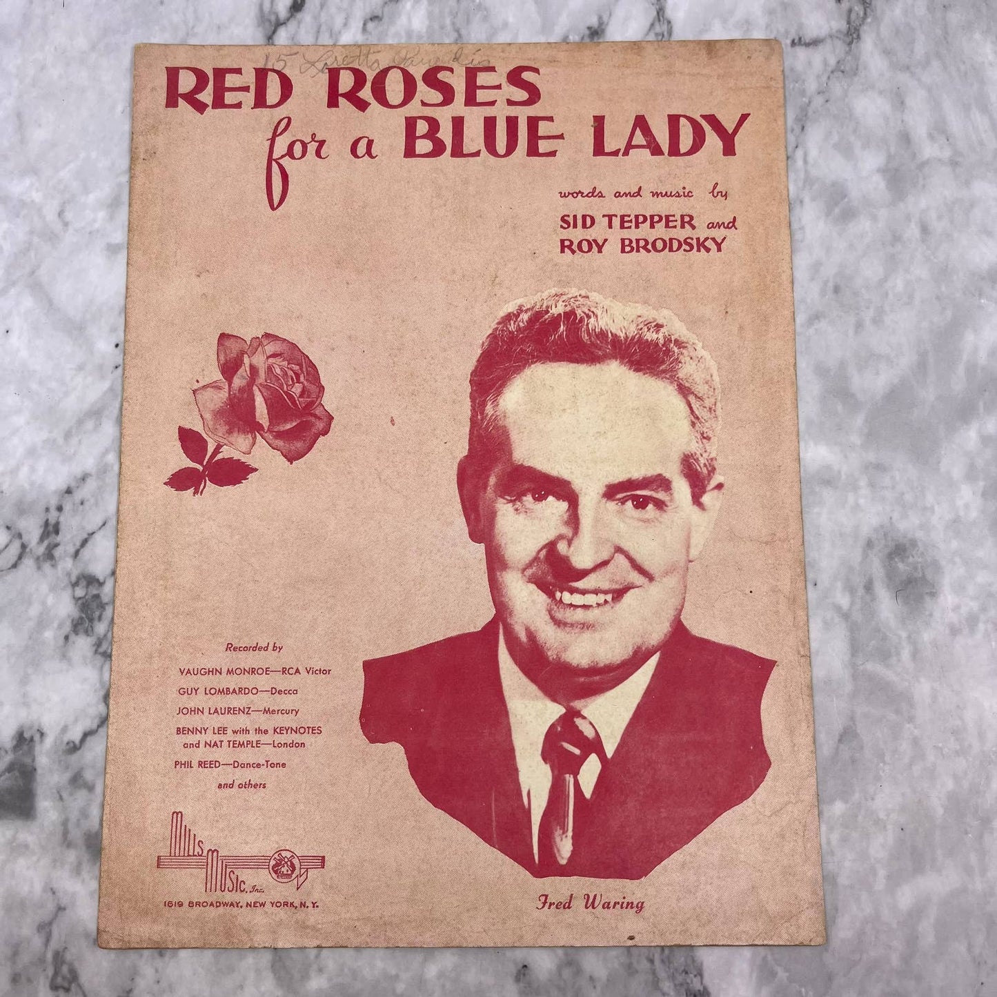 Vintage sheet music 1948 Red Roses for a Blue Lady Tepper Brodsky TH1