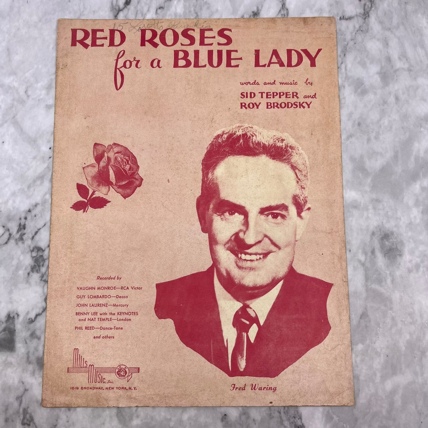 Vintage sheet music 1948 Red Roses for a Blue Lady Tepper Brodsky V42-4