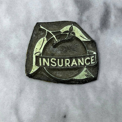 Vintage Printing Letterpress Printers Block Plate Insurance Apple TJ512