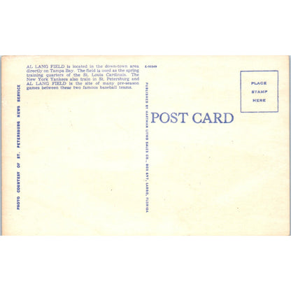 Al Lang Field Tampa Bay St. Louis Cardinals Training Baseball Postcard P2-9