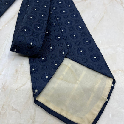 Retro Men's Blue and White Textured Polyester Necktie Tie TK3