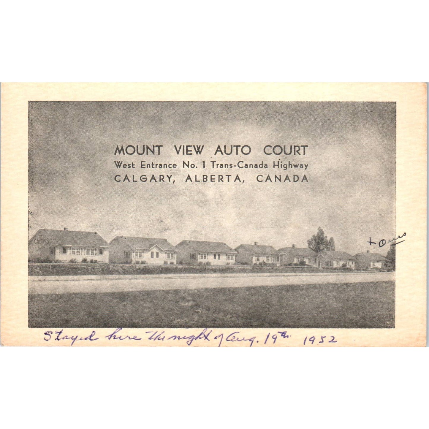Mount View Auto Court Calgary Alberta Canada 1952 - Original Postcard TJ7-RP2