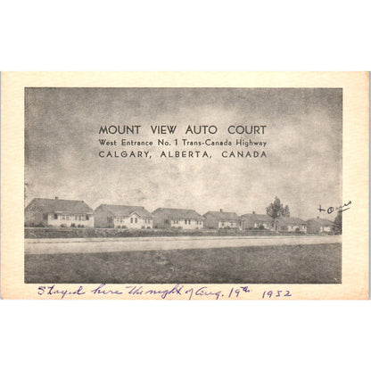 Mount View Auto Court Calgary Alberta Canada 1952 - Original Postcard TJ7-RP2