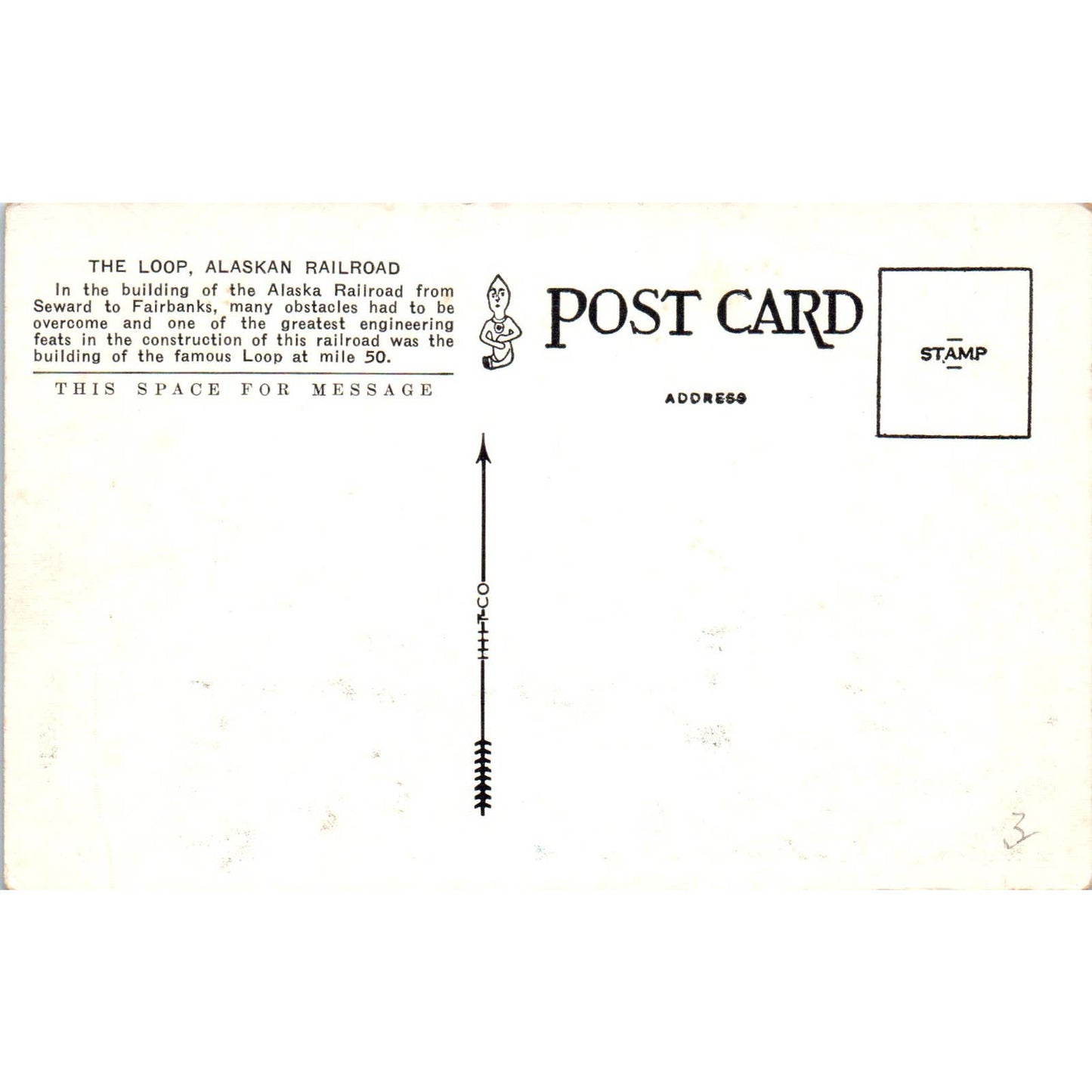 The Loop Alaskan Railroad Fairbanks to Seward Alaska Original Postcard TK1-30