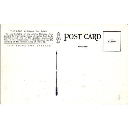 The Loop Alaskan Railroad Fairbanks to Seward Alaska Original Postcard TK1-30