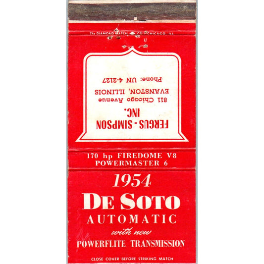 1954 DeSoto Automatic Fergus-Simpson Evanston IL Advertising Matchbook SA1-M10