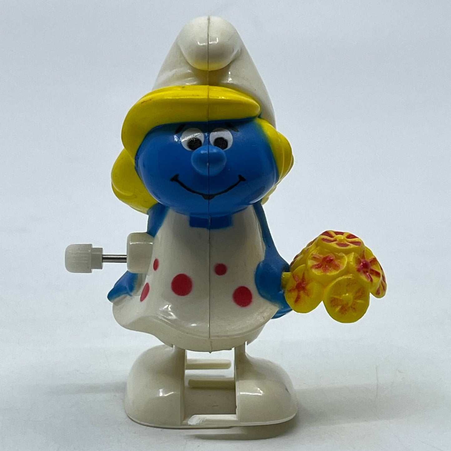 1982 Smurfette Smurf Wind Up Toy Vintage Peyo Galoob Hong Kong WORKS SE2