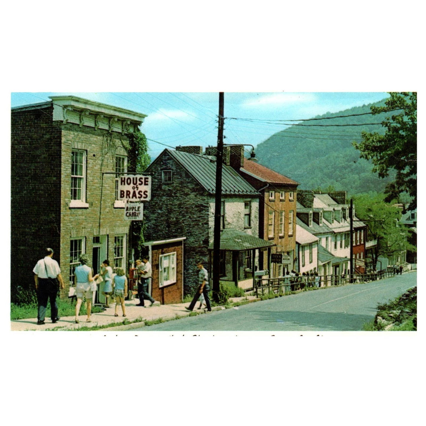 Vintage Postcard - Looking Down High Street in Harpers Ferry West Virginia AD9