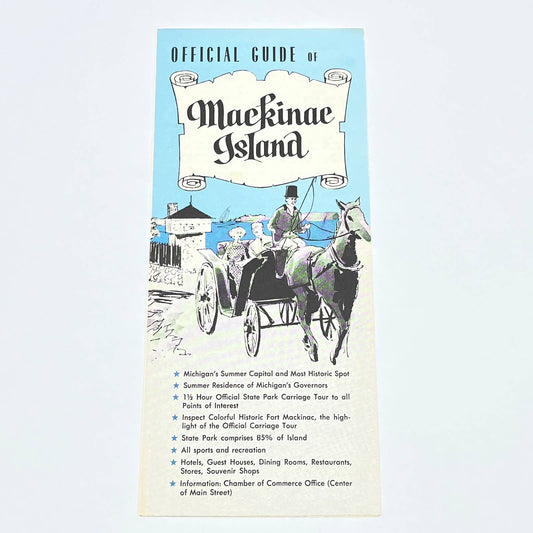 1960s Mackinac Island MI Official Travel Guide Fold Out Tourist Brochure AC1-2