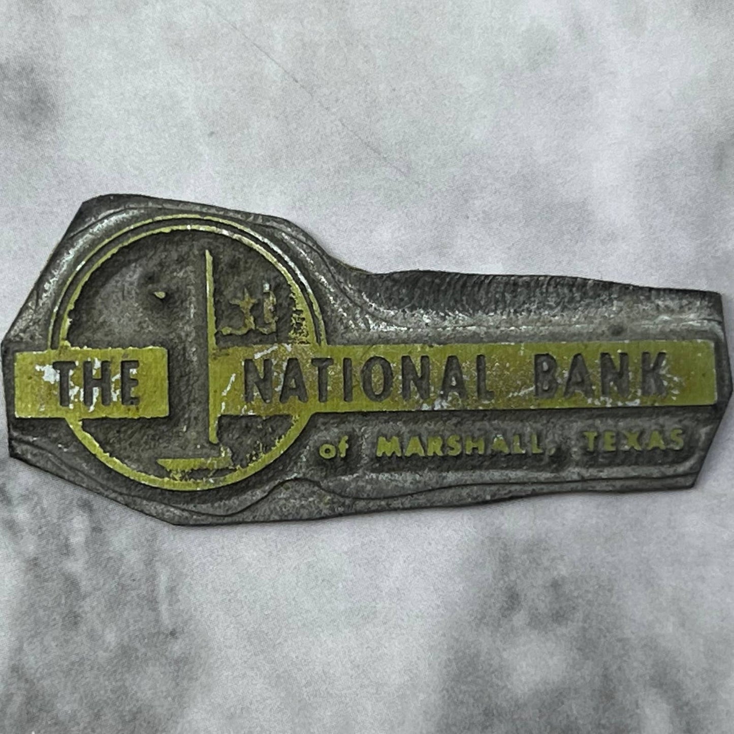 Vintage Letterpress Printers Block Plate The National Bank of Marshall TX SE835