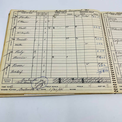 1943-44 Spalding Official Basketball Score Book Centerville IN High School TC5